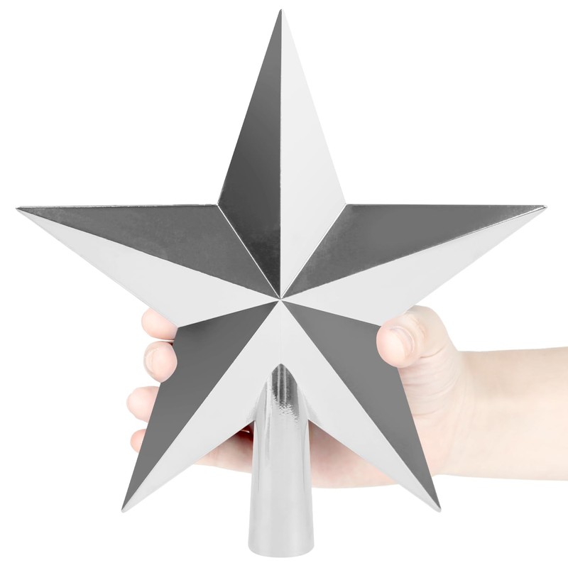 SULOLI Christmas Tree Star Silver,Silver Christmas Tree Topper for Xmas