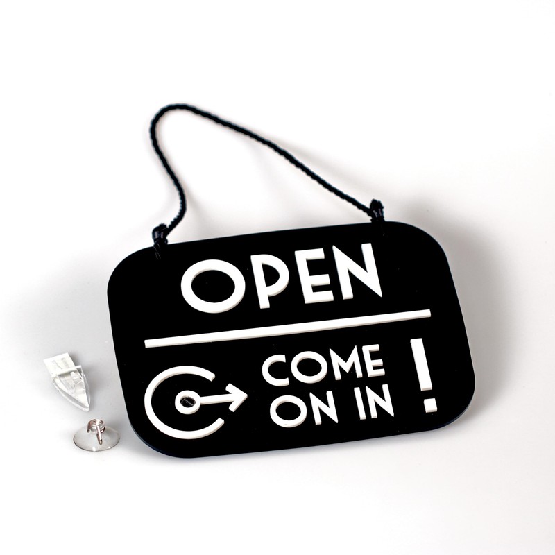 Open Closed Sign Be Right Back with Suction Cup, Vintage