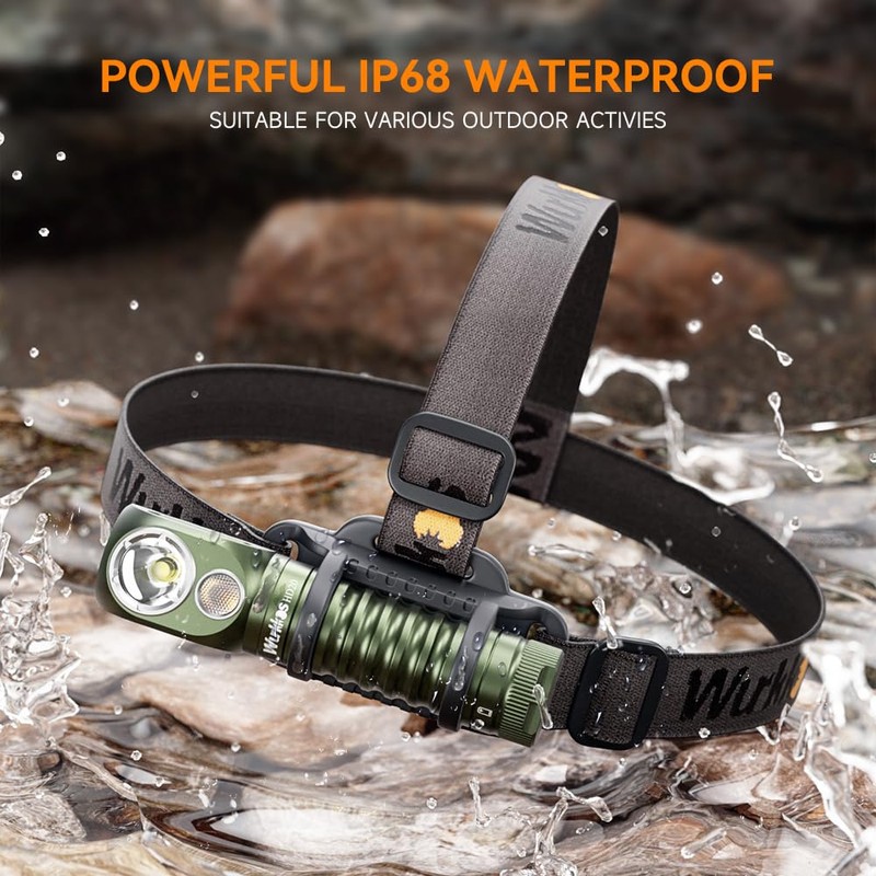 Wurkkos HD20 Rechargeable Headlamp Flashlight, Spotlight&Floodlight 90CRI 5000K Rechargeable Headlamp,2000Lumen