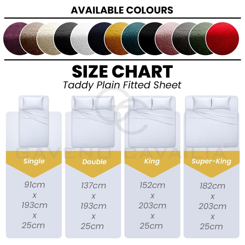 GC GAVENO CAVAILIA Teddy Fleece Plain King Size Fitted Sheets,