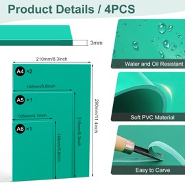 Nuyoah Rubber Stamp Carving Blocks Lino Print Plate Set Stamp Rubber Environmentally Friendly Linoleum Plate Safety Precise Printing for Print Graphics Crafts DIY Project (2A4+1A5+1A6)