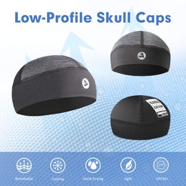 EMPIRELION Low-profile cooling helmet/protective helmet liner, stretch working cap, summer sweat wicking skull cap, running beanie sun protection - Beanie Black stripe