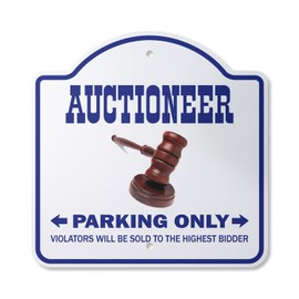Auctioneer 12" X 12” Sign | Indoor/Outdoor Plastic | SignMission Designer Parking Gavel Auction Antique Jewelry Novelty Gift Funny Joke Gag Road Garage