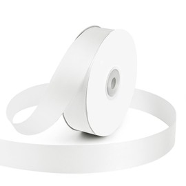 KMER LIFE 1 inch Wide x 50 Yards White Single Faced Polyester Satin Ribbon, White Satin Ribbon Perfect for Wedding Decor, Wreath, Crafts, Gift Wrapping & Other Projects (White)