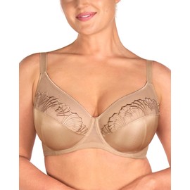HSIA Minimizer Bras for Women, Full Coverage Embroidered Bras Plus Size Bra for Heavy Breasts Unlined Bra with Underwire, Dark Beige 38D