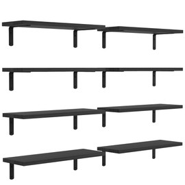 DOLLFIO Floating Shelves, 8 Sets Wall Shelves, Wooden Floating Shelves for Bedroom Wall Décor, Wall Mounted Floating Bathroom Shelf for Storage, Floating Book Shelf Living Room – Black