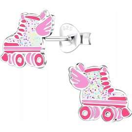 MENNICA BYDGOSKA - Earrings Silver 925 Girls - Stud Earrings with Roller for Girls Children's Earrings Nickel Free - Gift for Girls Birthday Children's Day, Silver