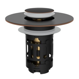 Hibbent Upgraded 3 in 1 Bathroom Sink Drain Strainer, Universal Pop Up Stopper with Removable Stainless Steel Filter Basket Hair Catcher, Sink Plug for 1.1''~2.36'' Basin, Oil-Rubbed Bronze