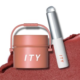 ITY Velvet Matte Finish Lip Stain-Mousse Textured Pudding Pot Lip Clay with Brush, Nude Shade, Dual-Use as Lipstick and Blush, Conceals Lip Lines, Rich Pigment, 0.21 oz (6g) in Terracotta Kiss