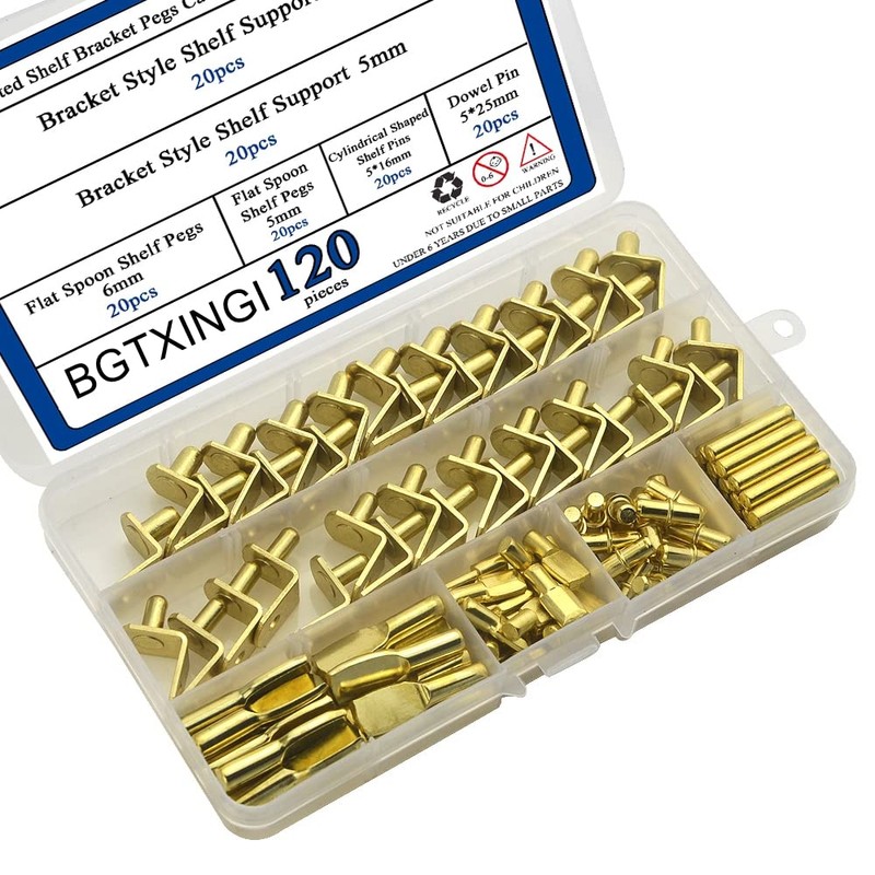 BGTXINGI 120pcs Shelf Pins Kit Nickel-Plated 4 Styles Shelf Support