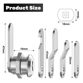 Luabue Lock for Letterbox, 16 mm Letterbox Lock with 5 Keys and 5 Different Lock Plates, Furniture Lock, Cabinet Lock, Locker Lock, Lever Lock for Cupboard Cabinet Doors (16 mm)