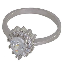 Jewel24 Women's Cocktail Ring Real 925 Sterling Silver Rhodium-Plated with White Zirconia 64/20.4 mm Large, Sterling Silver Zirconia Sterling silver