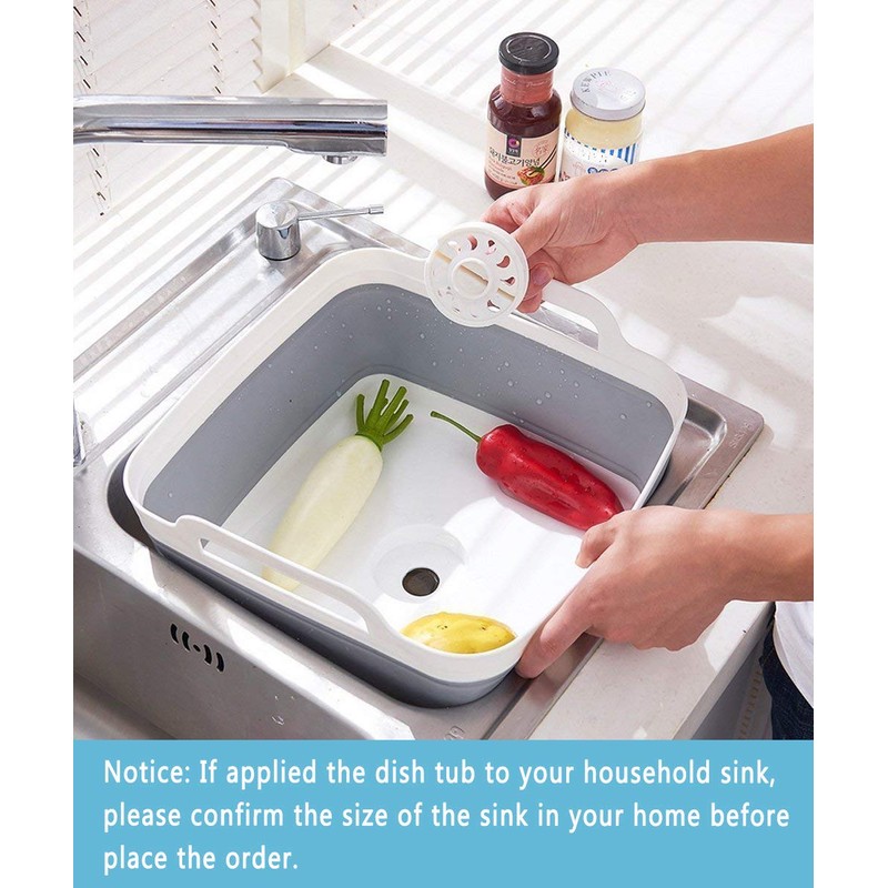 DUOFIRE Foldable Wash Basin 9L（2.37 Gallons）Dish Tub Collapsible Portable Dishpan