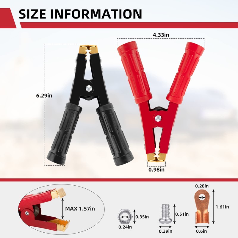 KMNEI 4PCS Battery Jumper Cable Clamps Heavy Duty,1000A Battery Charging