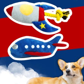 Zerodis Squeaky Dog Chew Toys, Plush Dog Toy Airplane Plush Dog Toys Cute Stuffed Pet Plush Toys Bite Resistant Squeaky Toy Interactive Anxiety Reduction Toy for Cats Dogs