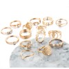 Dusenly 15pcs Women's Retro Portrait Gold Coin Cross Ring Knuckle