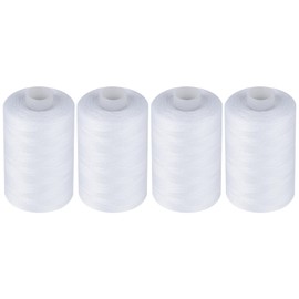 Simthread All Purpose Sewing Thread, 4 Spools Each 1000 Yards of Polyester Threads for Sewing Machine, Sewing Machine Supplies for Beginners, Hand Stitching, Quilting, Serger (4 White)