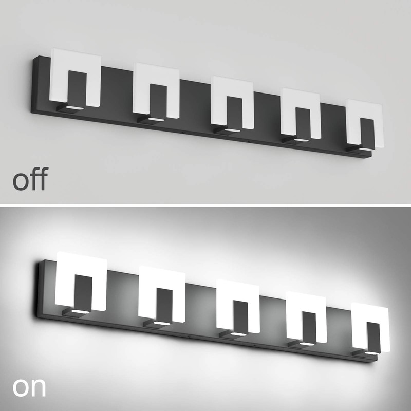 Aipsun 5 Lights Modern Black Vanity Light Up and Down