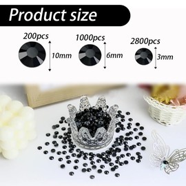 Pack of 4000 Decorative Diamonds Decorative Acrylic Crystals Decoration Diamonds Wedding Table Decoration Stones Artificial Diamonds, Suitable as Vase Filler Wedding Birthday Party (Black)