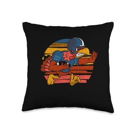 Pilgrim Costume Thanksgiving Shirt Turkey Meat Thanksgiving Turkey Football Player Coach Fan Quarterback Throw Pillow, 16x16, Multicolor