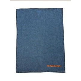 Denim Tea Towel Set of 2 with German Text "Ich muss gar nix" [
