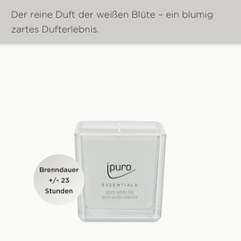 ipuro - dekorative ipuro white lily Duftkerze - minimalistische & puristische Duftkerzen im Glas - intensive Duftkerzen mit blumig zarten Noten - stilvolle Kerze 125 g
