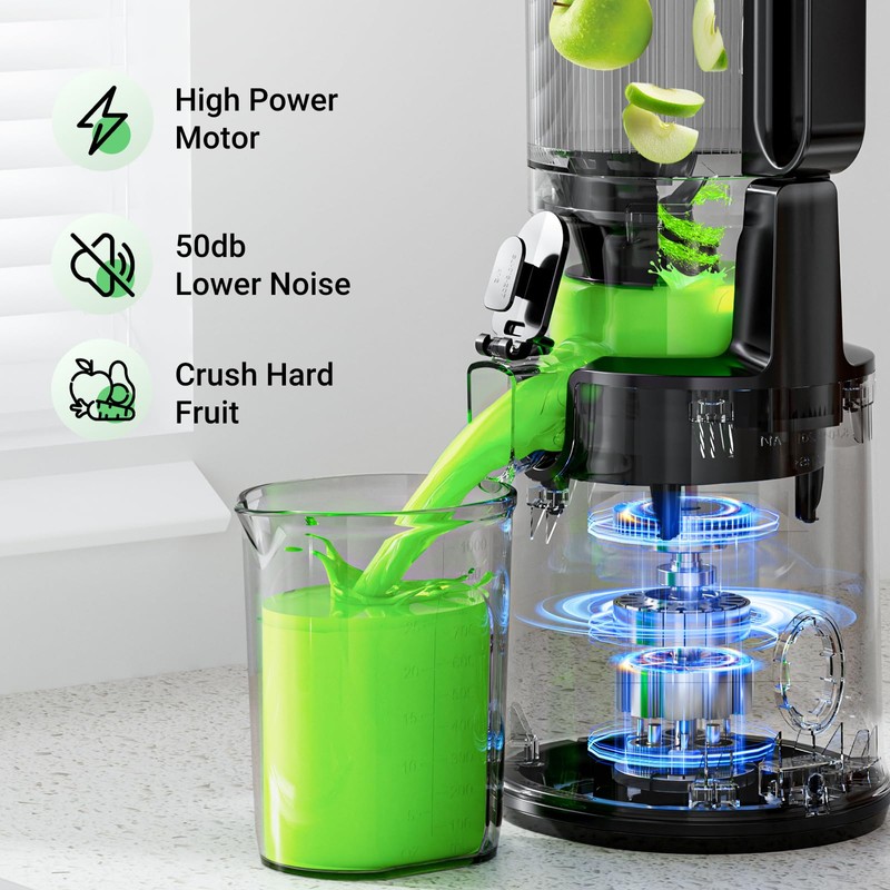 Aeitto Max5 Juicer Machines,Cold Press Juicer with 5.3“ Extra Large