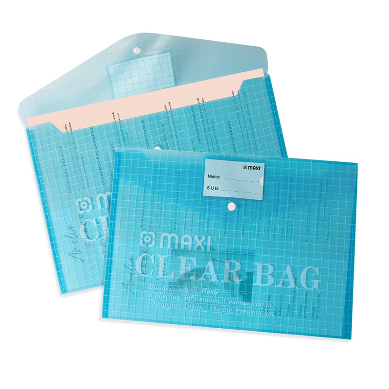 MAXI Clear Bag with Name Card - Blue
