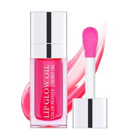 Natural Lip Plumping Gloss Lip Balm Flower and Fruit Fragrance, Lip Plumping Oil Gloss, Moisturizing Sheer Lip Balm, Make Lips Plump and Moisturize, Girl Lady Lip Care - Color: CHERRY