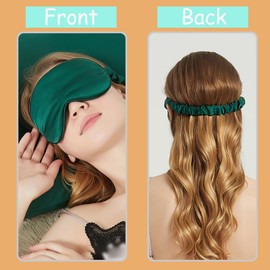 JK Home JK Home Silk Eye Mask Travel Set with Pouch Earplug and Hair Scrunchies, Satin Sleep Mask Soft Eye Cover Eyemask for Women Men Blackout with Elastic Strap for Night Travel Nap Navyblue