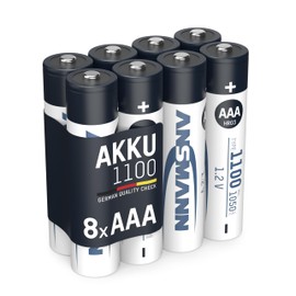 Ansmann AAA Rechargeable Batteries 1100mAh high-Capacity high-Rate Rechargeable NiMH AAA Battery for Flashlight etc. (8-Pack) (5035232-590)