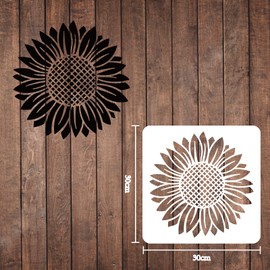 FINGERINSPIRE Sunflower Stencil Template 30 x 30 cm Plastic Large Flower Drawing Painting Stencils Square Reusable Stencils for Painting and DIY Projects