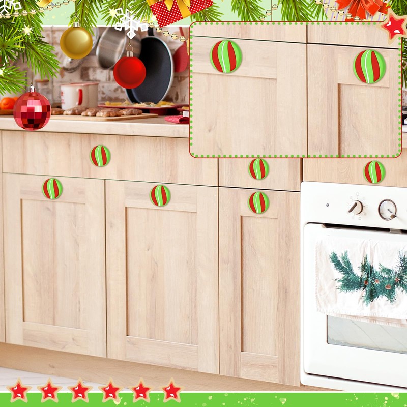 12 Pcs Christmas Knobs Covers for Cabinet Red and Green