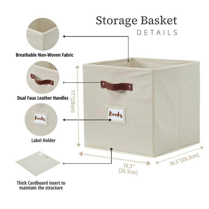 DECOMOMO Storage Bins, Cube Storage Bin with Labels, Fabric Storage