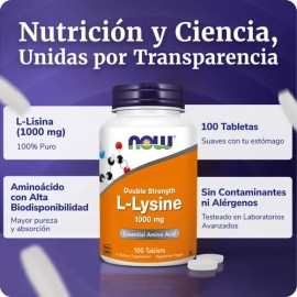 L-lisina 1000mg  Poderoso Aminoácido  100 Tabletas                                                                                                    