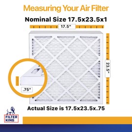 Filter King 17.5x23.5x1 Air Filter | 4-PACK | MERV 13 HVAC Pleated A/C Furnace Filters | MADE IN USA | Actual Size: 17.5 x 23.5 x .75"