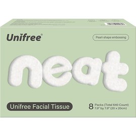 Unifree Facial Towels I Towelettes I Dry Wipes   I Facial Tissues, 80 Count Per Roll, 8-rolls Value Pack, Total 640 Count