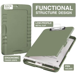 Sooez Clipboard with Storage, High Capacity Nursing Clip Board 8.5 x 11 with Pen Holder & Low Profile Clip, Plastic Clipboards Case Box, Teacher Must Haves School Office Supplies,Letter Size/ A4