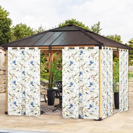 VOGOL Outdoor Curtains 63 Inch Long, Farmhouse Style Waterproof Grommet Drapes for Patio Garden Porch 1 Panel View Blocking Window Treatments, 52 x 63