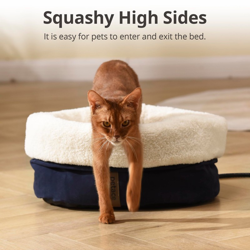 Petace Self Warming Cat Bed, 17.7" x 13.7" Anti-Slip Soft