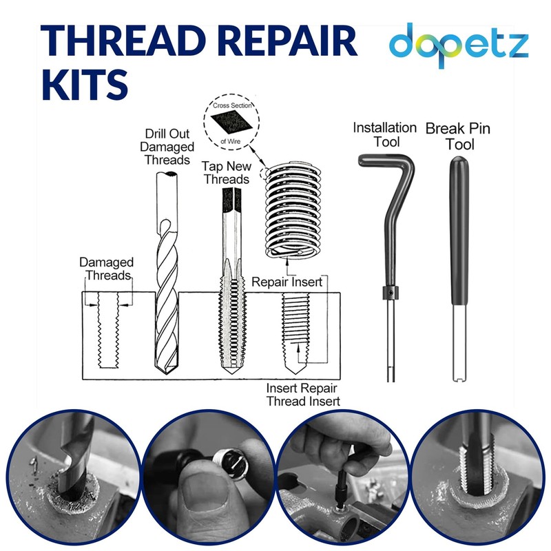 Dapetz ® 15Pcs Helicoil Thread Repair Kit M14 X 1.5