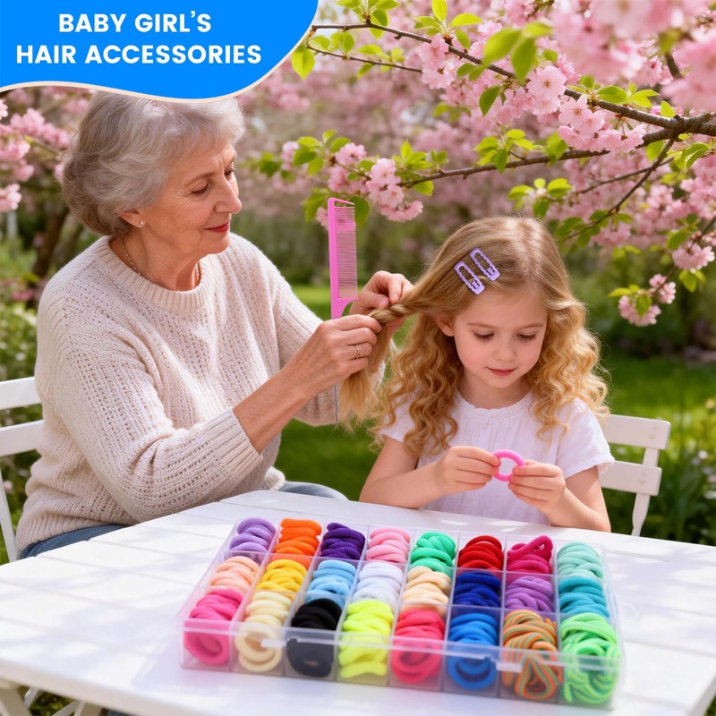 Hair Accessories Set for Girls, 400 Elastic Hair Bands, 10