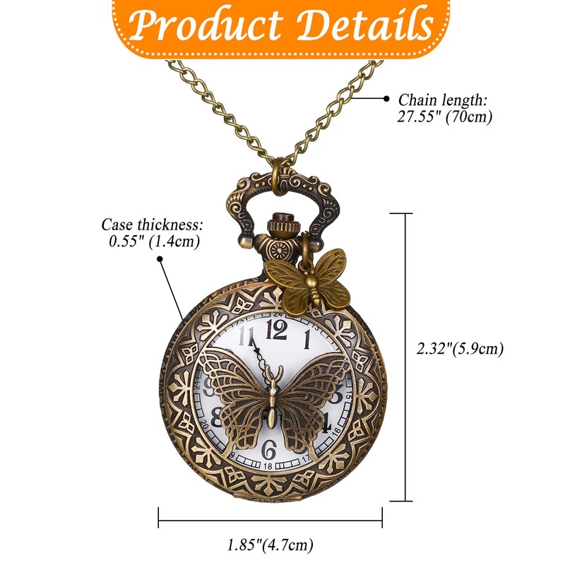 Avaner Hollow Butterfly Pocket Watches: Bronze Vintage Retro Analog Quartz