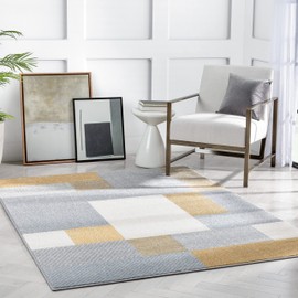 Well Woven Sydney Wilma 7'10" x 10'6" Yellow Grey Geometric Modern Area Rug