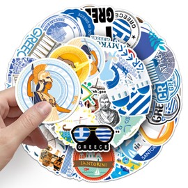 Pack of 50 Greece Stickers, Water Bottle Sticker Vinyl Waterproof Sticker for Laptop Skateboard Phone Computer Stickers for Kids, Teens and Girls (Greek Scene)