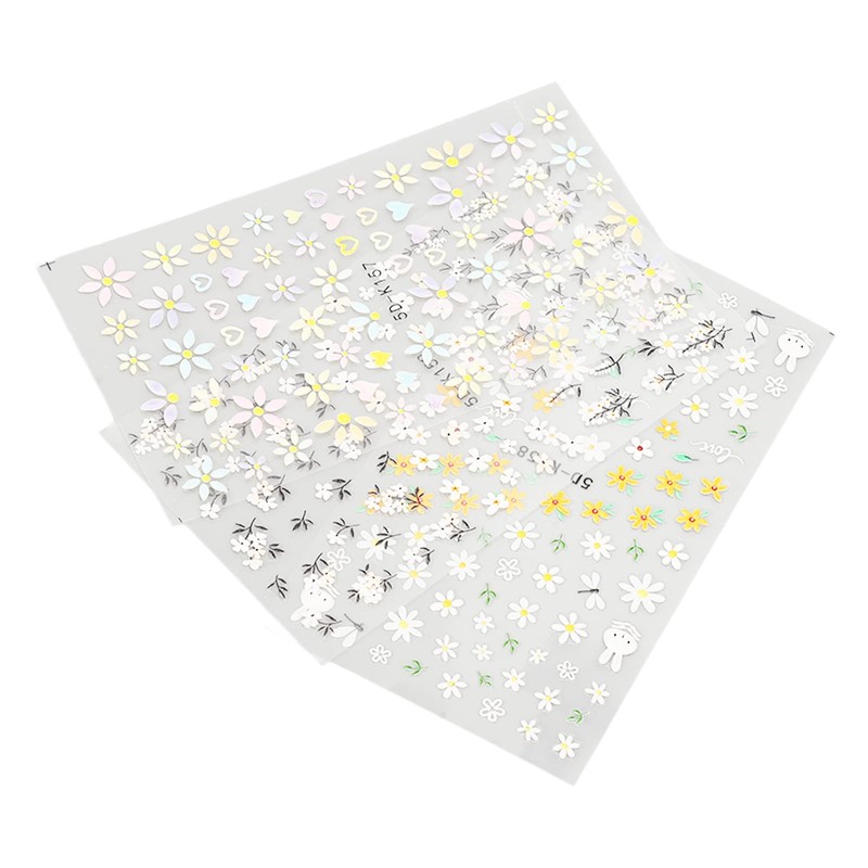 Pegatinas para Decoración de Uñas, 3 Unidades, Autoadhesivas, Flor de