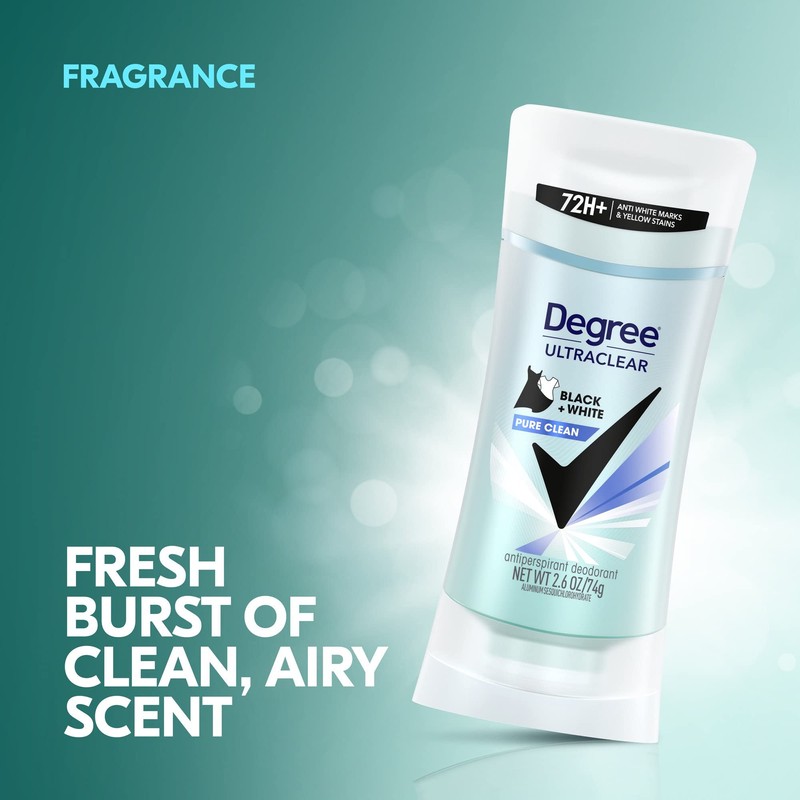 Degree UltraClear Black+White Pure Clean Antiperspirant Deodorant Stick, 2.6 oz