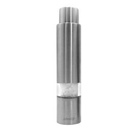 Bisetti Push Button Stainless Steel and Acrylic Salt Mill Grinder, 14.5 cm / 5.7 Inch
