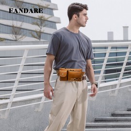 FANDARE Retro Bum Bag Chest Bag Waist Bag Sport Leather Sling Bag Shoulder Bags Men's Shoulder Bag Water Resistant Crossover Daypacks for Outdoor Travel Camping Crossbody Pack, Brown D, Retro