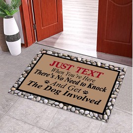 DAYLIPILLOW Just Text Us When You're Here No Need to Knock and Get The Dogs Involved Entrance Floor Mat Funny Doormat Door Mat Decorative Indoor Doormats